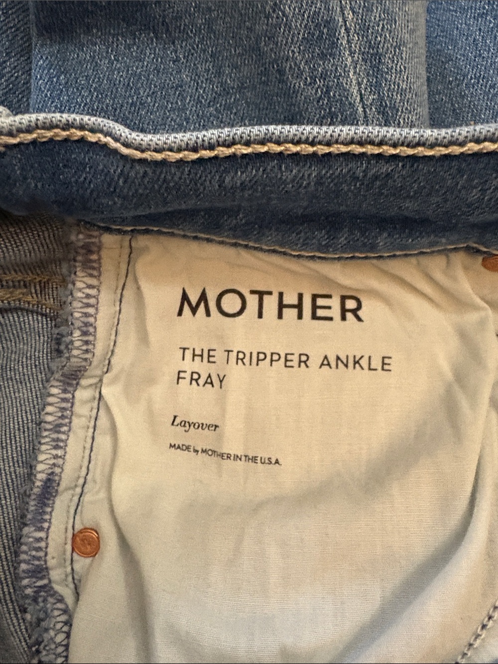 MOTHER The Tripper Ankle Fray Denim Jean in Layover Mid Blue Wash Size 28 - Picture 11 of 11